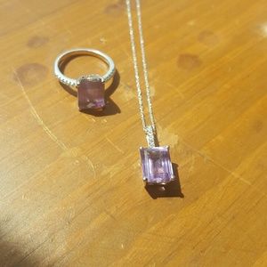 10K amethyst and diamond necklace