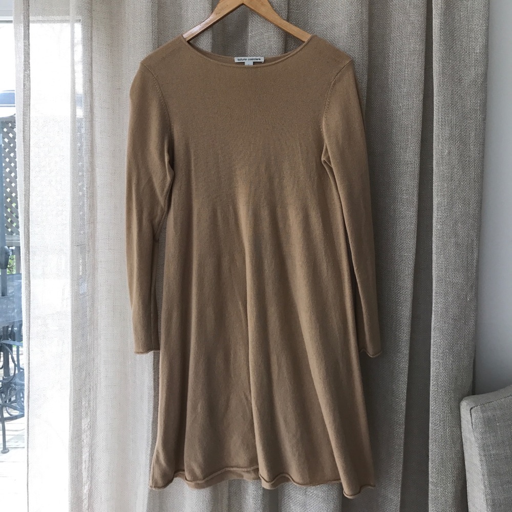 Cashmere long sleeve tan dress