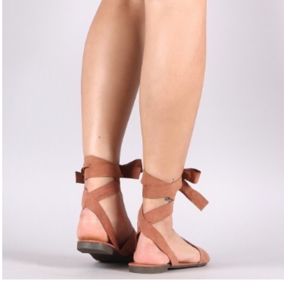 LAST ❣️Flirty Wraparound Ankle Tie Sandals in Tan - Picture 4 of 4