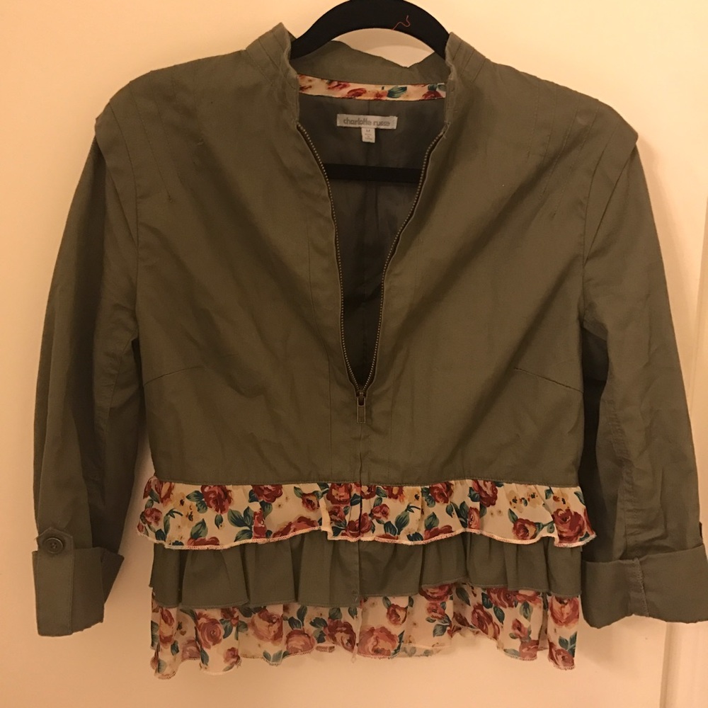 Olive Green / Floral Jacket