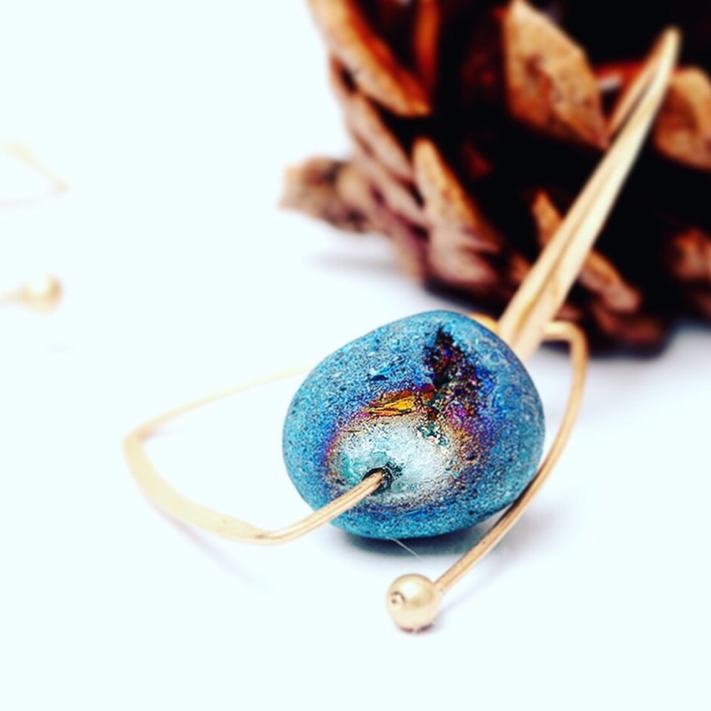 Abstract Druzy Festival Earrings - Picture 3 of 3
