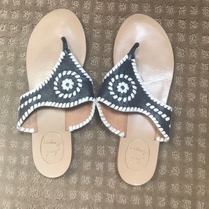 Jack Rogers Navy and White Sandals Size 8