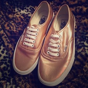 Light pink metallic Vans! Only worn once!
