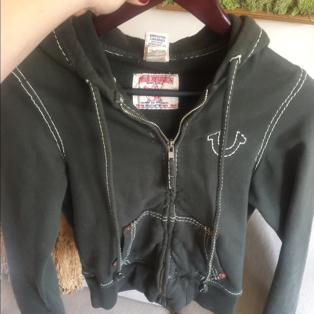 True Religion Green Zip-up Hoodie
