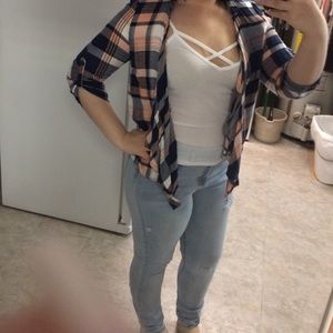 Light plaid over lay / kimono