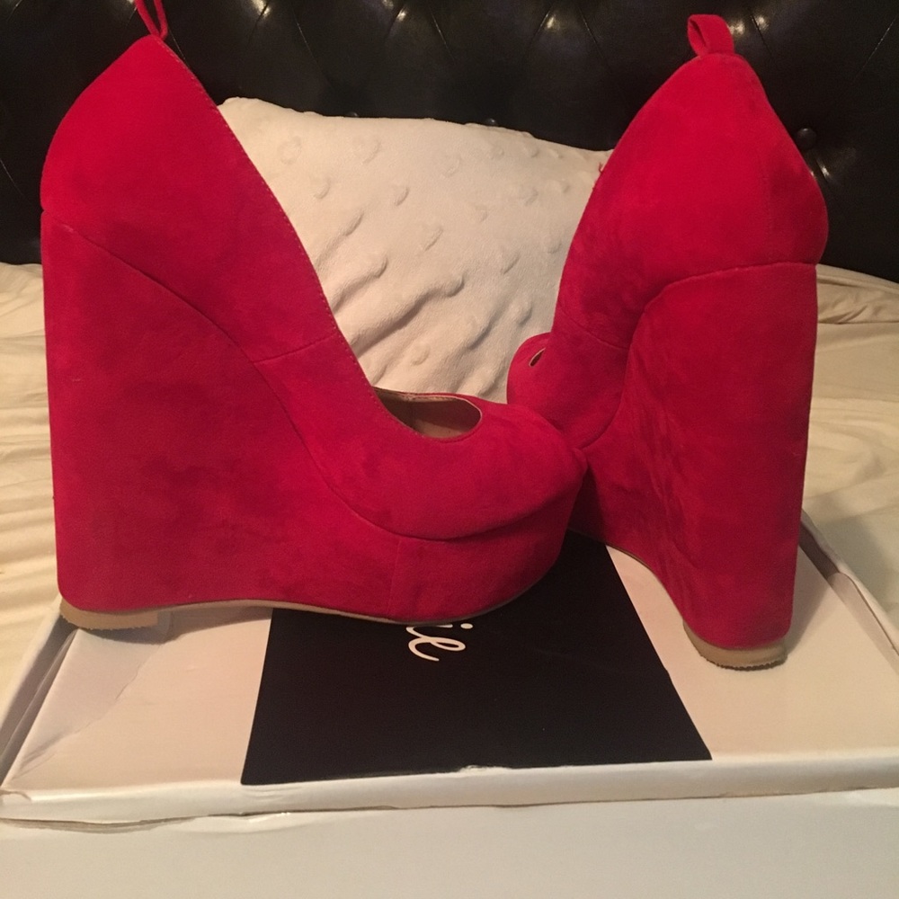 Red Peep Toe Wedge