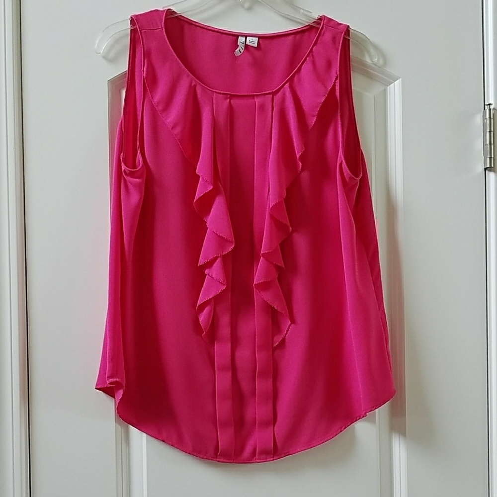 Hot pink tank with ruffles