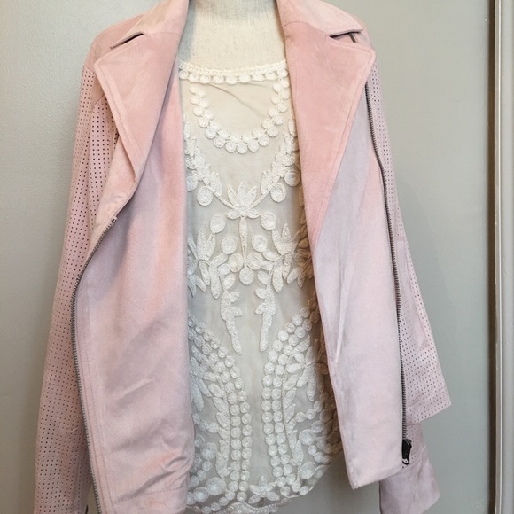 Blush Pink Suede Moto Jacket - Picture 3 of 8