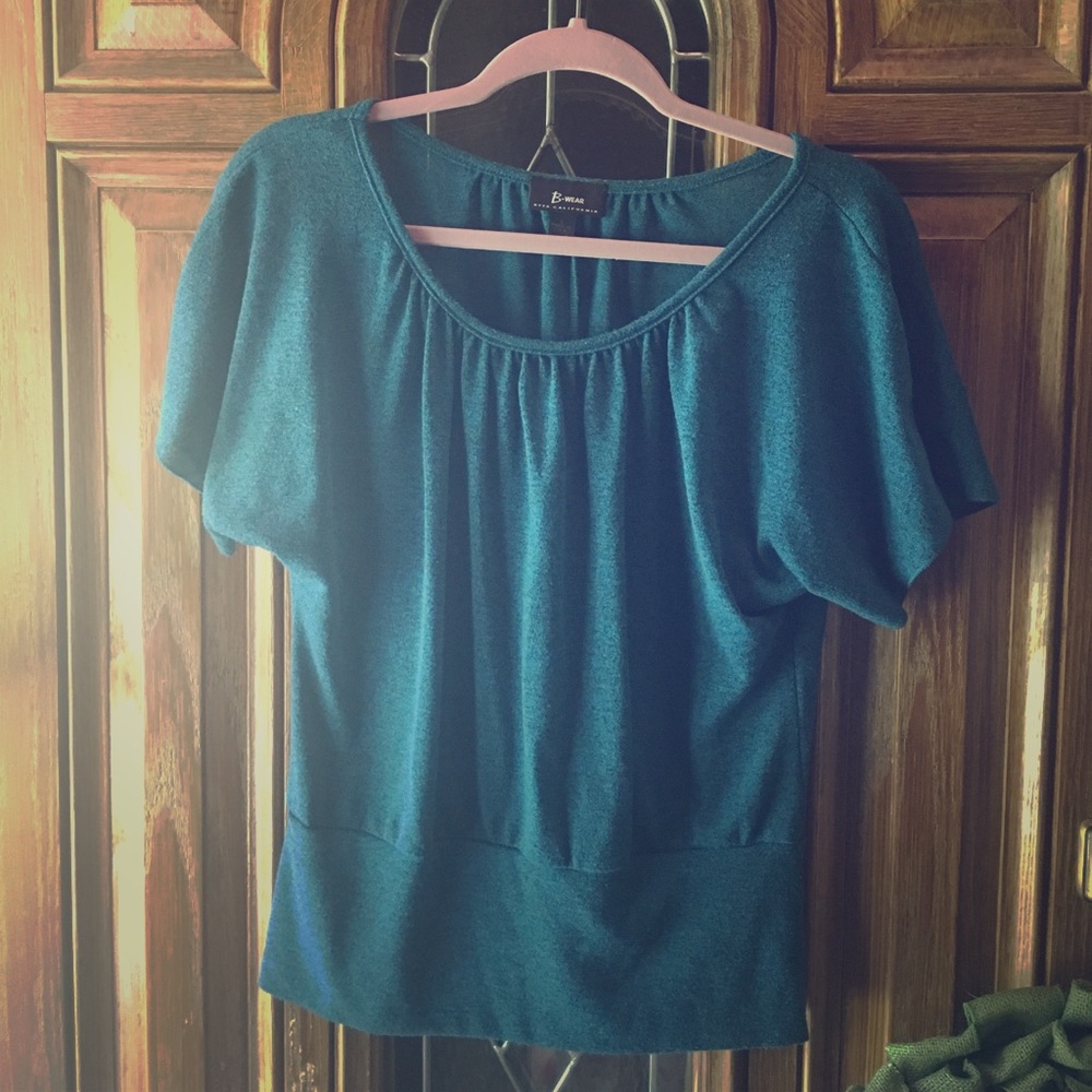 Teal blue dressy top