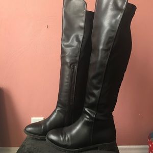 Black knee length wide calf Riding boots