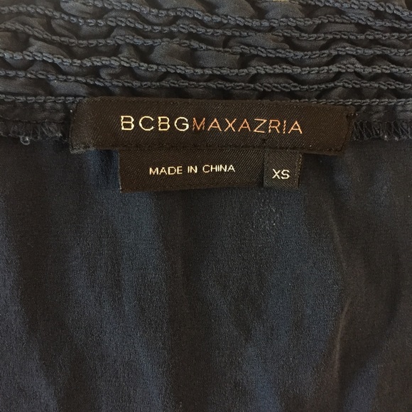 BCBG Max Azria Navy Blue Silk Top Size XS - Picture 7 of 8