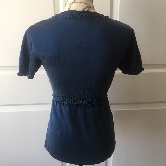 BCBG Max Azria Navy Blue Silk Top Size XS - Picture 6 of 8