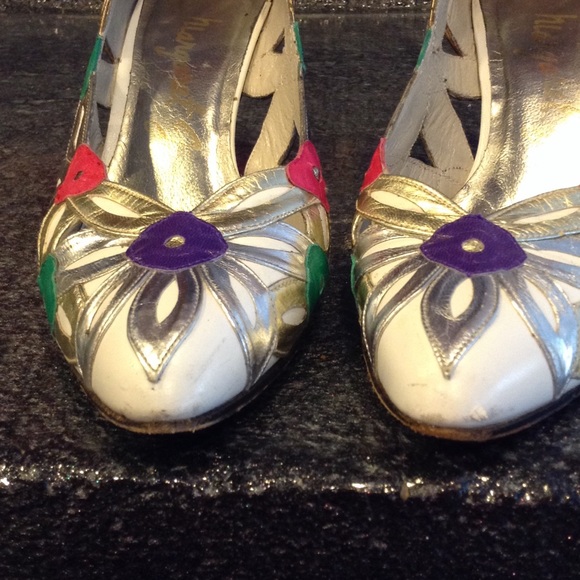Margaret J Vintage colorful heels sz6.5-7 - Picture 2 of 6