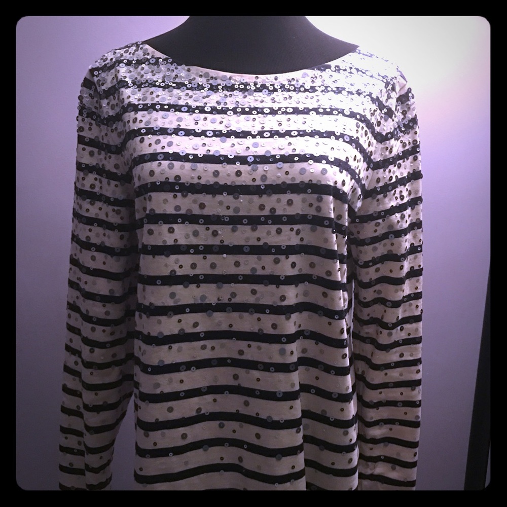 Sequin striped j crew top