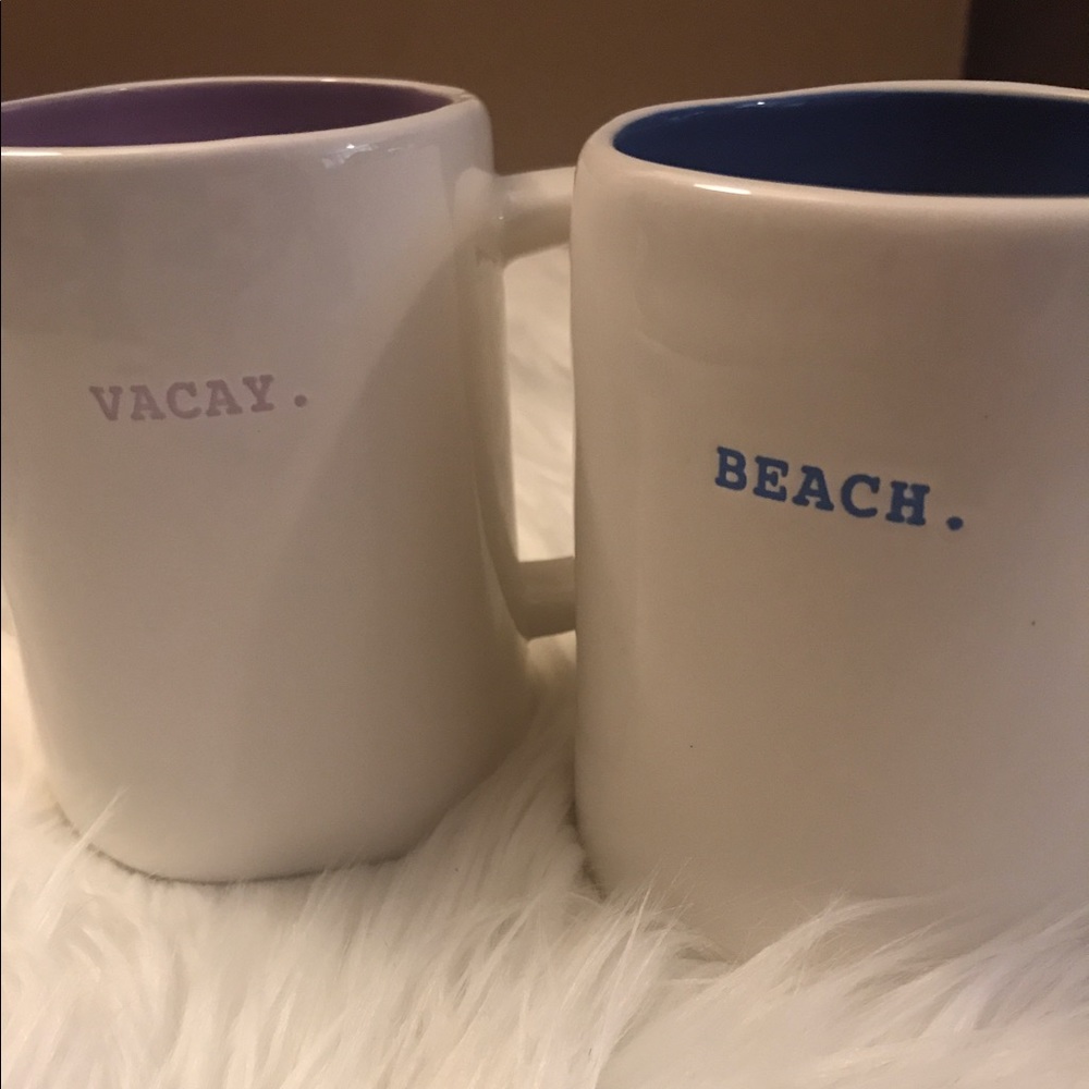 Rae Dunn "beach" and "vacation" mug set. Authentic