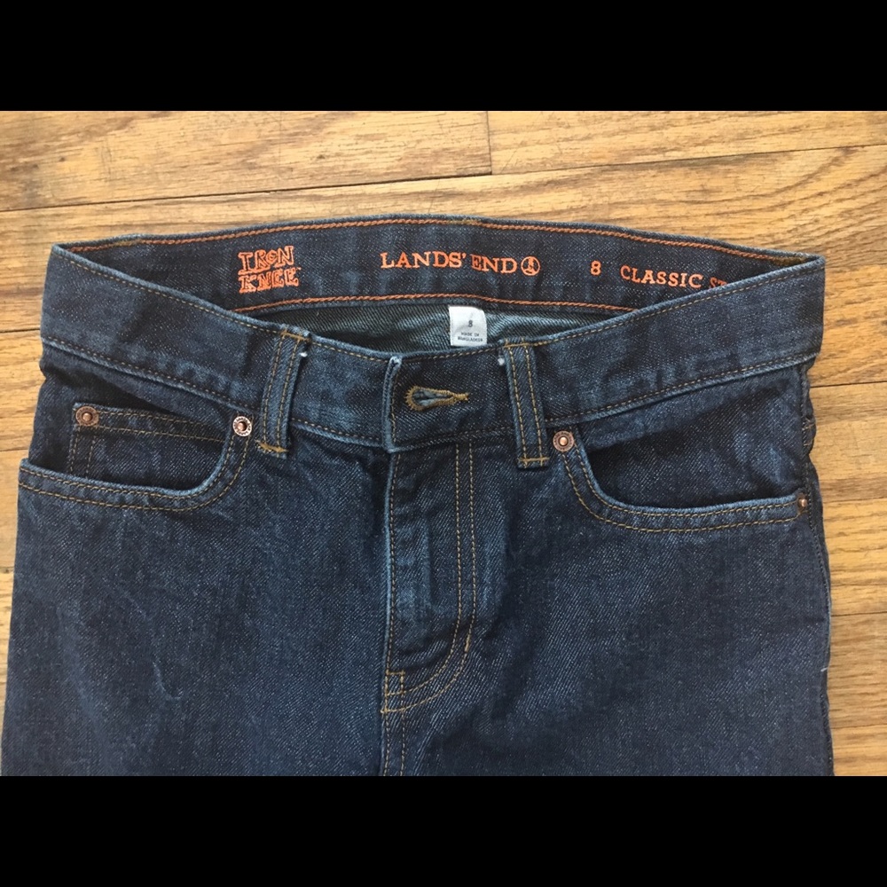 Lands end boys jeans. Classic straight size 8. New