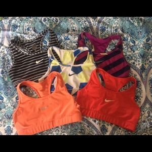Five Nike sports bras. EUC. All size small