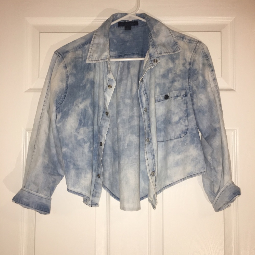 Washed out button down crop top