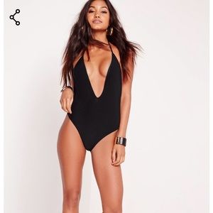 Skinny Strap Plunge Swimsuit