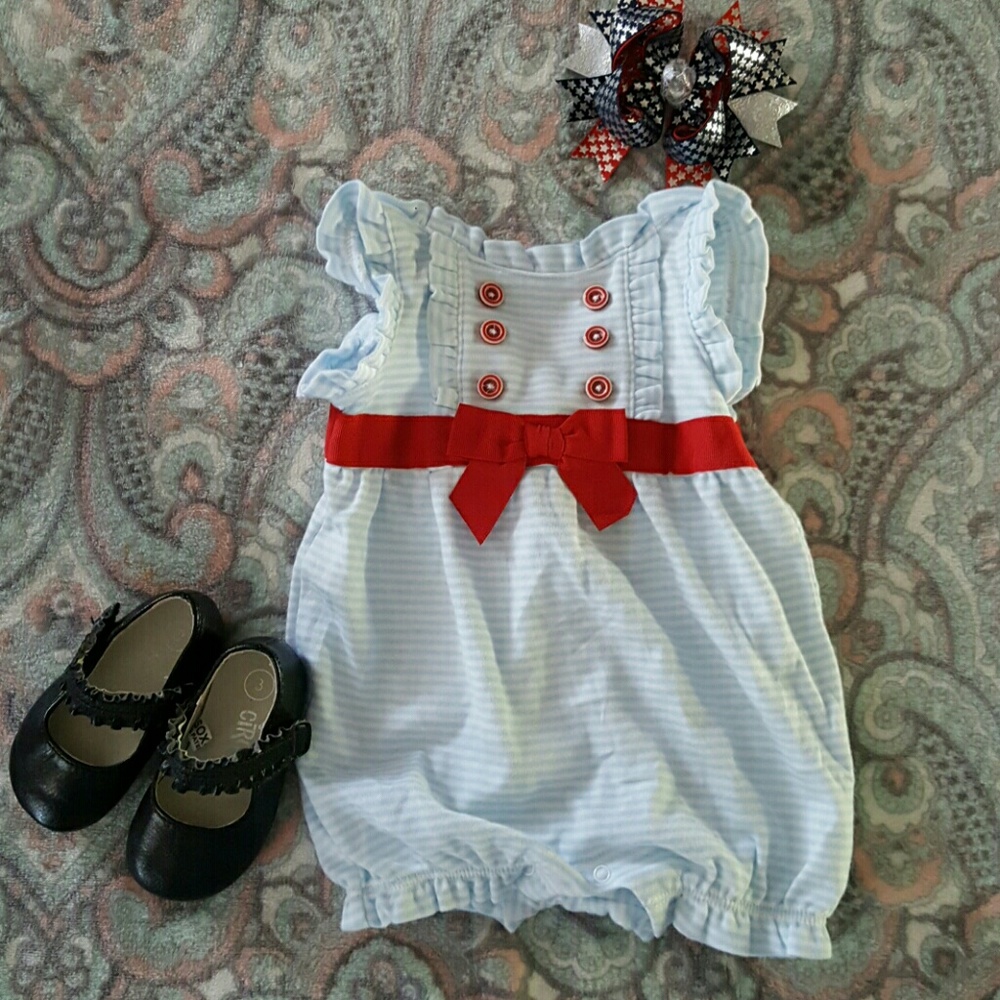 Baby romper perfect for summer and 4th of July!