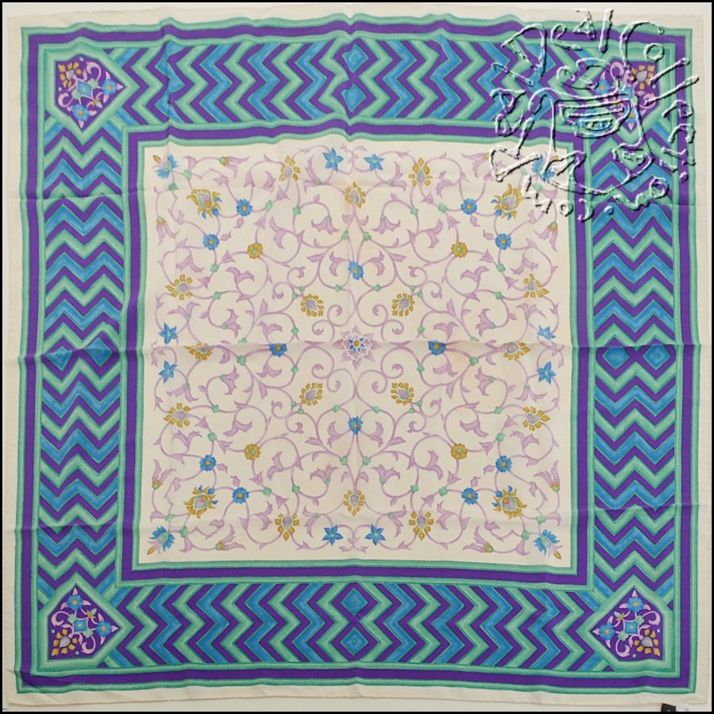 Bottega Veneta Vintage Floral Geo. Silk Scarf