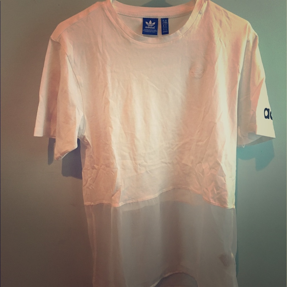 Adidas white sheer crop tee