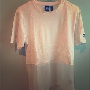 Adidas white sheer crop tee