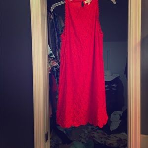 Bright coral/red lace dress