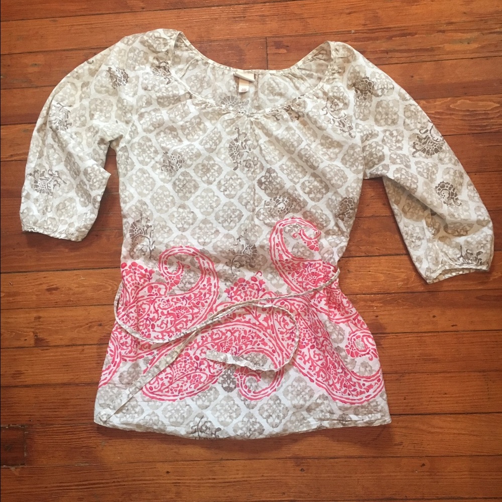 Gray, white, and pink breezy boho top Merona - XS