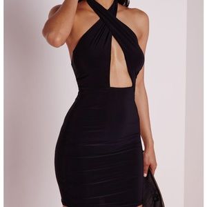Missguided Slinky Cross Front Halter Cut Out Dress