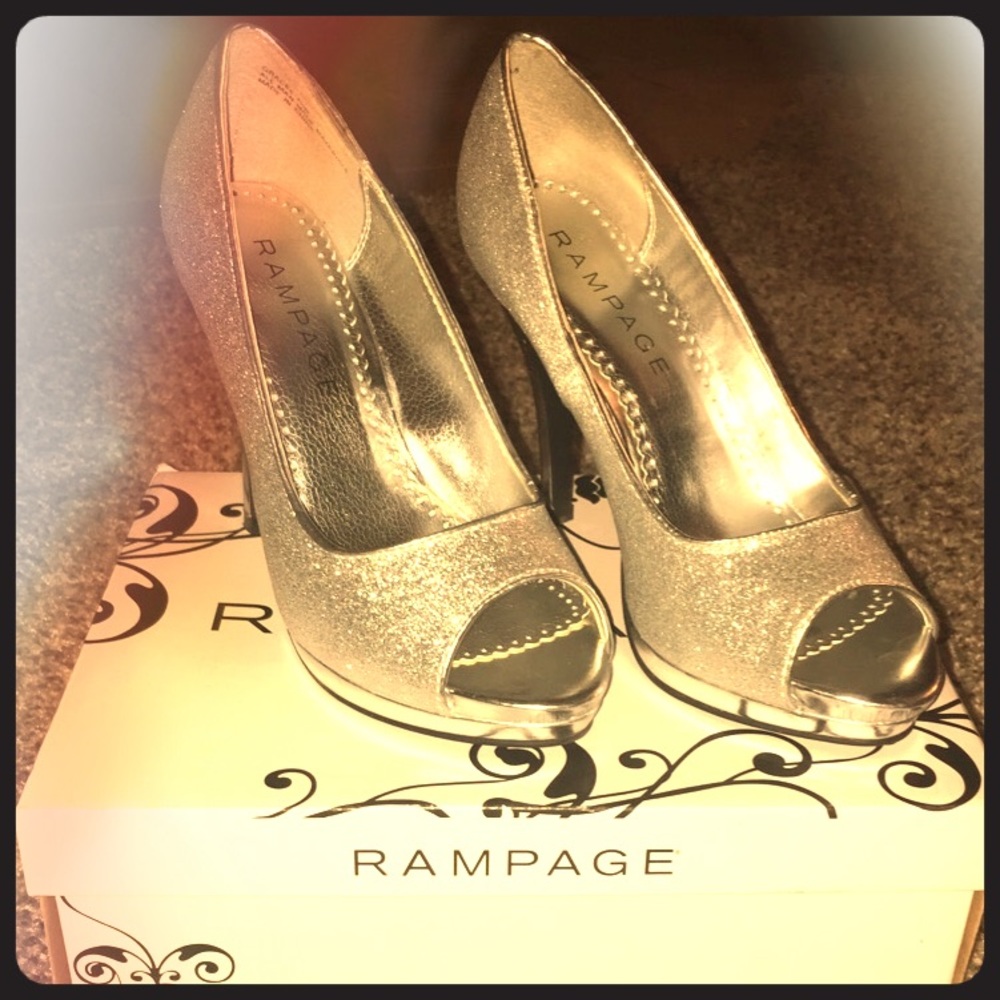 Silver sparkly heels