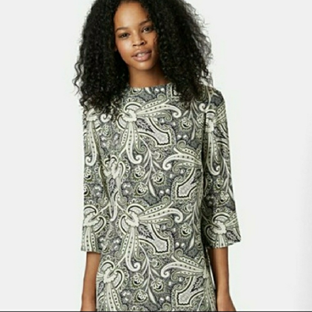 TOPSHOP Green Paisley Boho Tunic Dress