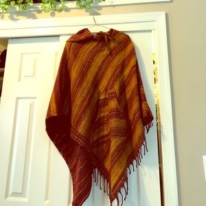 Fringe Hooded Warm Gypsy Rose Poncho