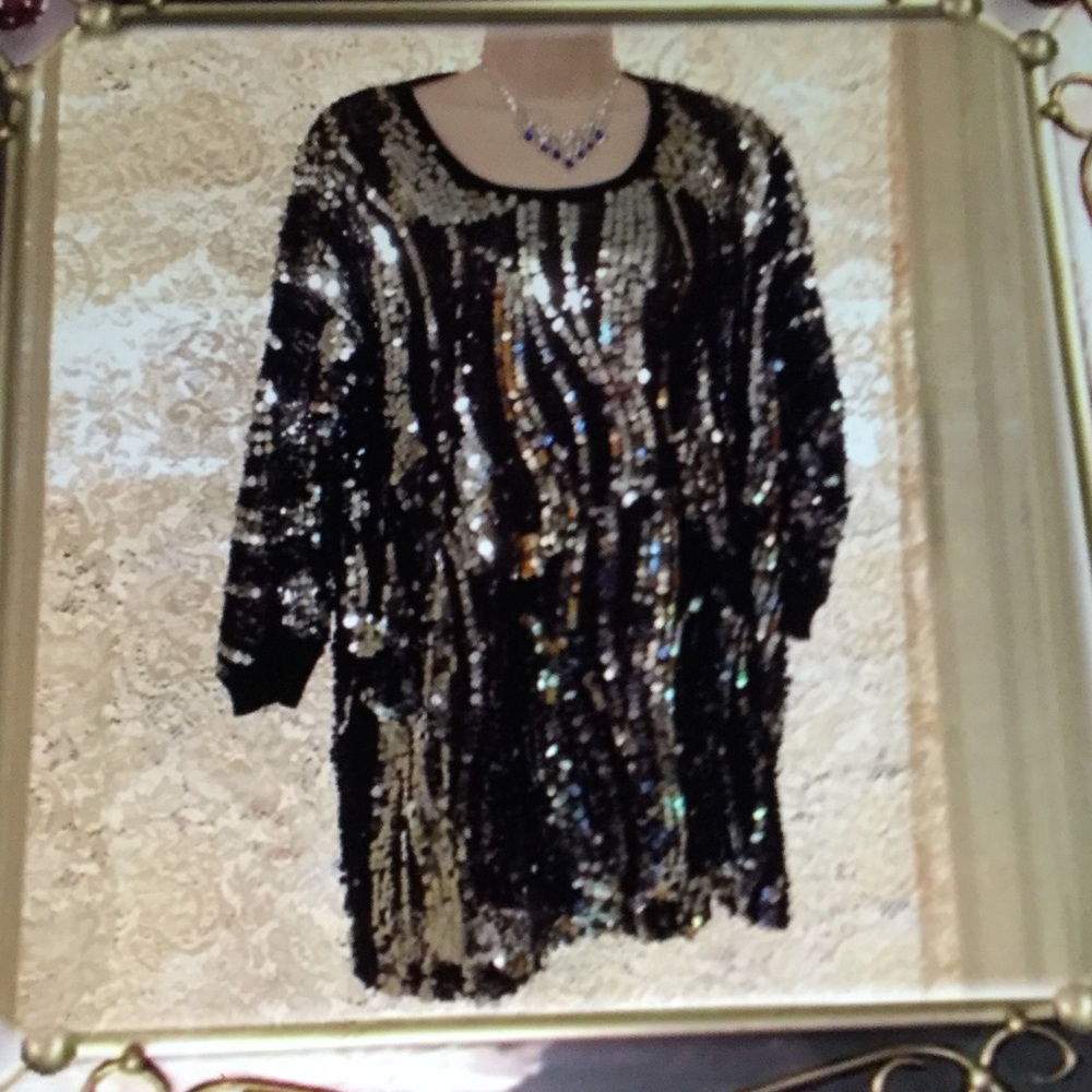 Joan Boyce sequined top. Closet Closing
