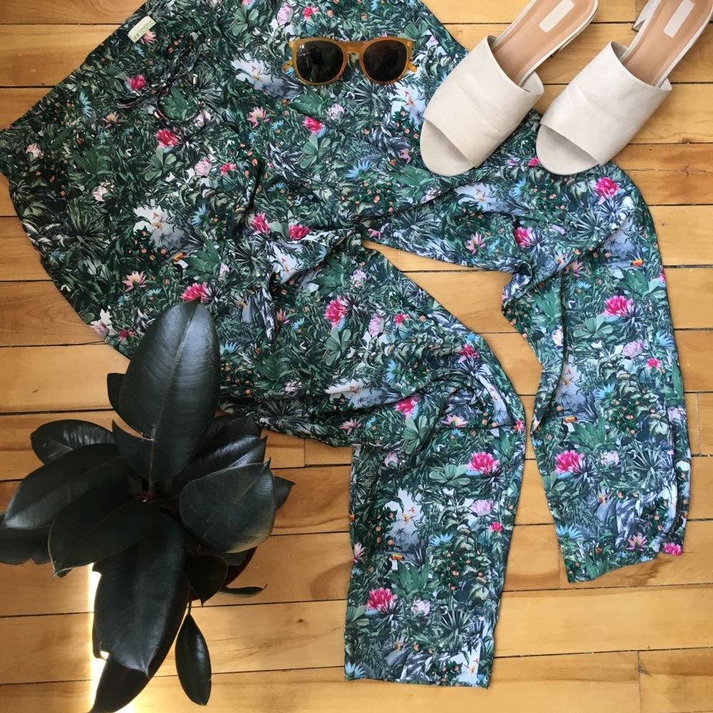 Tropical print trouser