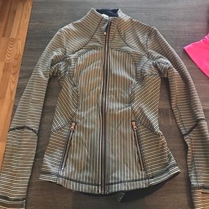 Navy and cream striped lululemon zip jacket