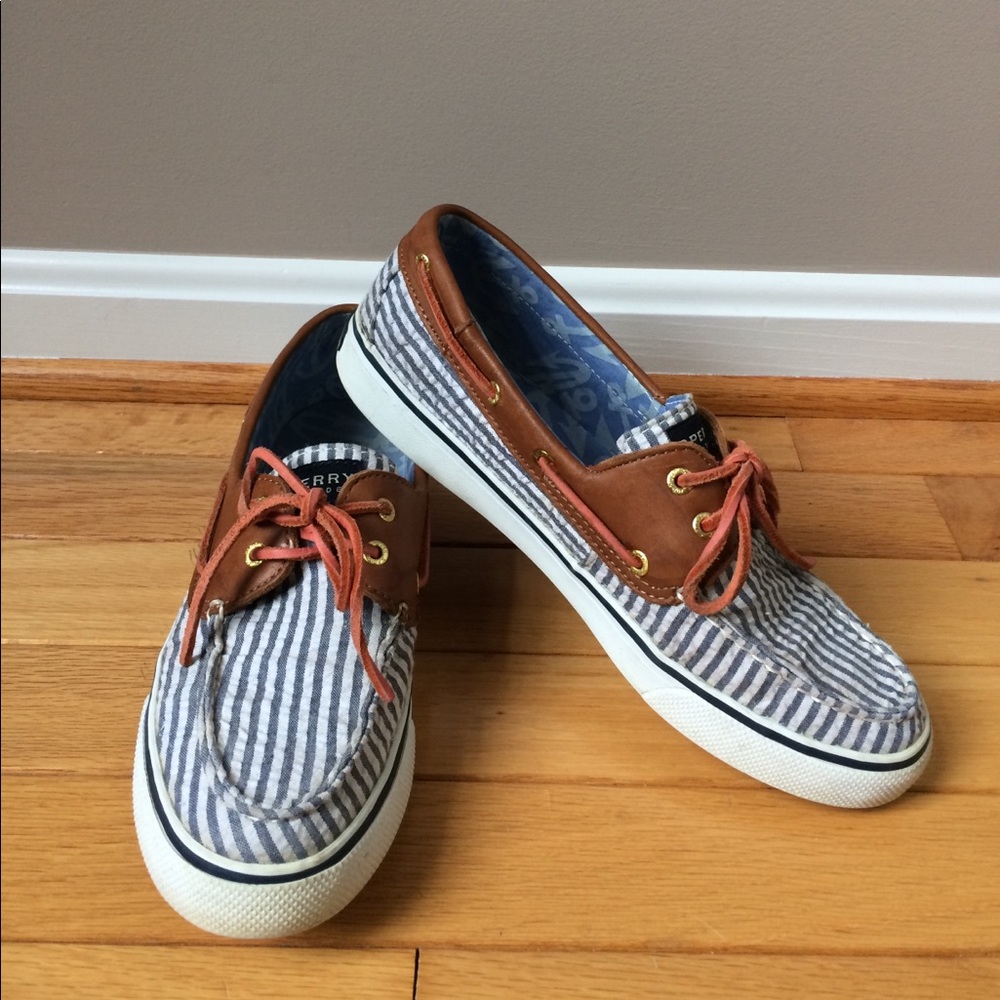 Sperry Bahama Navy Seersucker Boatshoes