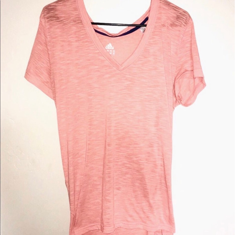 Neon orange adidas workout shirt