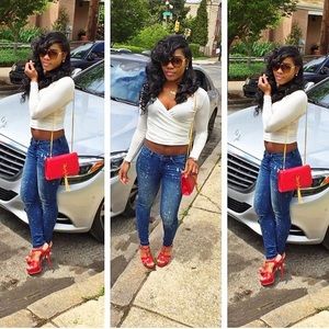 YSL tassel Red clutch purse