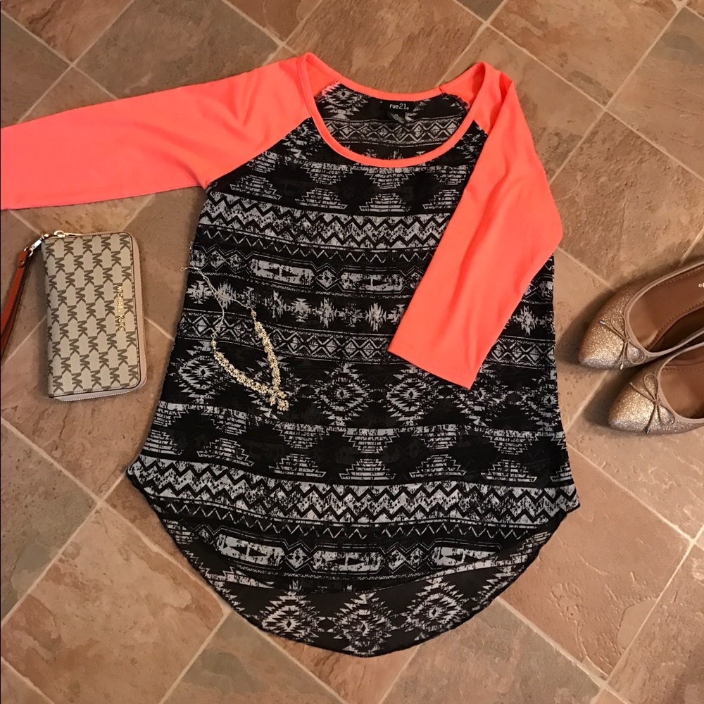 Rue 21 Patterned Sheer Blouse