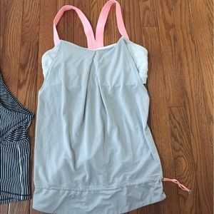 Lululemon Tank Grey and Pink W/Build-in