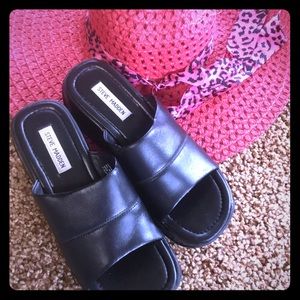 🖤 Steve Madden leather wedge slides size 8 🖤