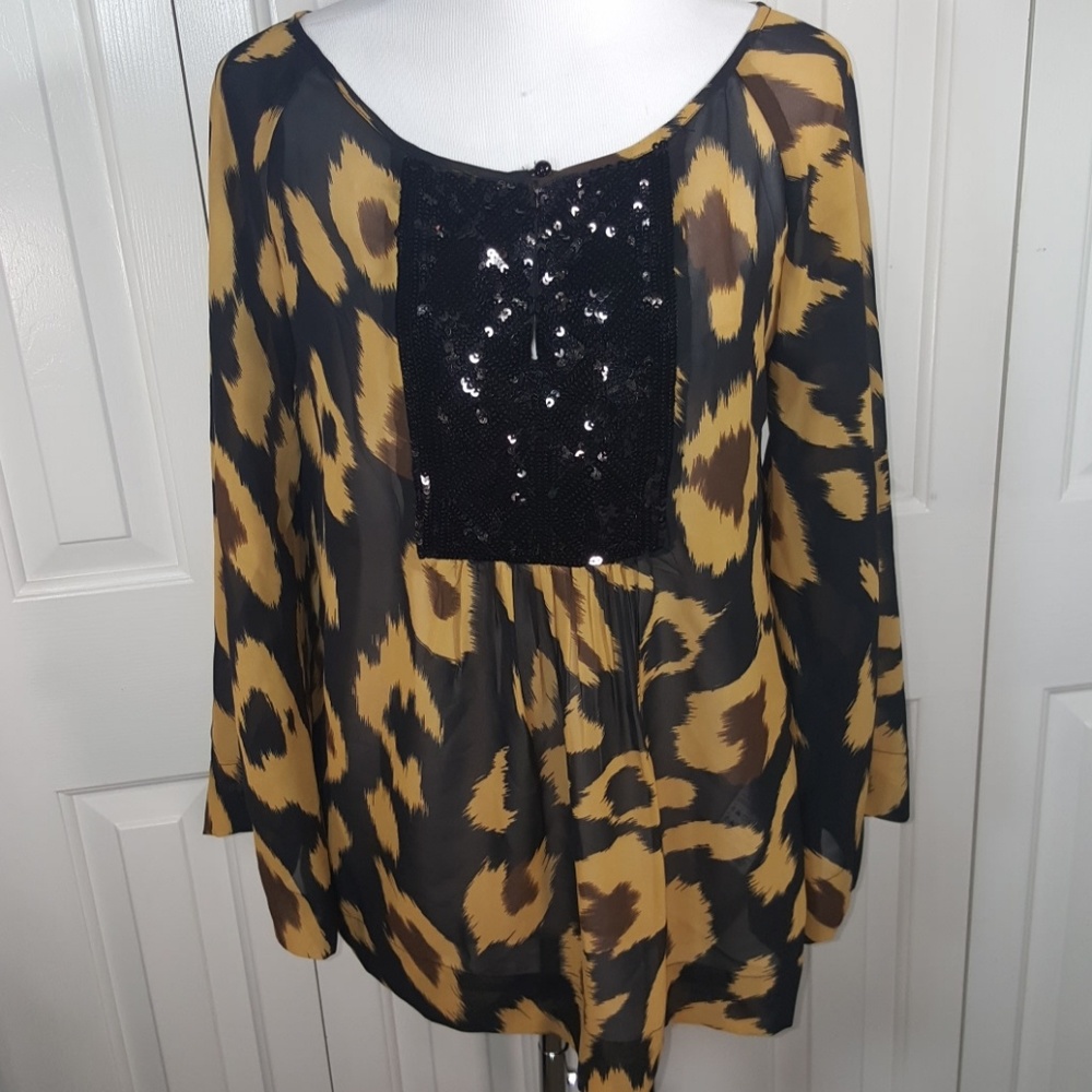 Andrew Charles sheer Leopard Animal print sequined