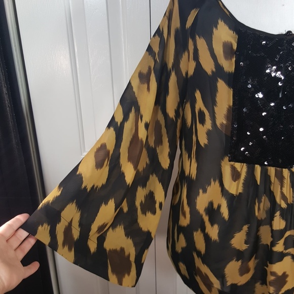 Andrew Charles sheer Leopard Animal print sequined - Picture 3 of 7