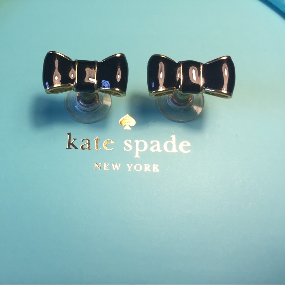 EUC black enamel bow studs