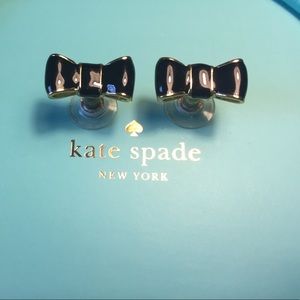 EUC black enamel bow studs