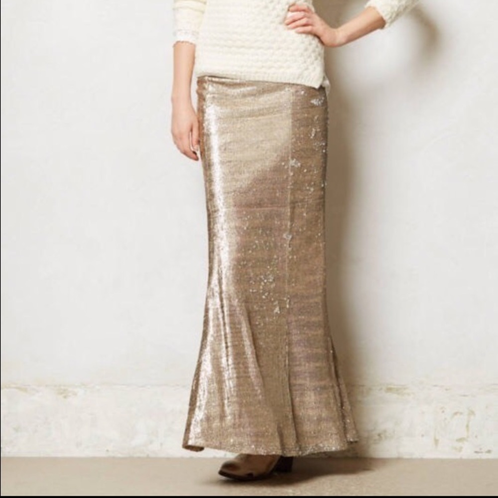 Anthropologie- Sirene Sequin maxi mermaid skirt