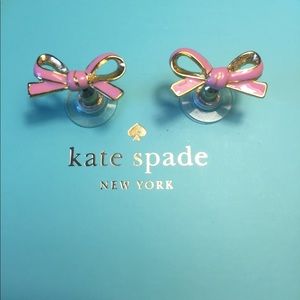 EUC pink enamel bow kate spade studs