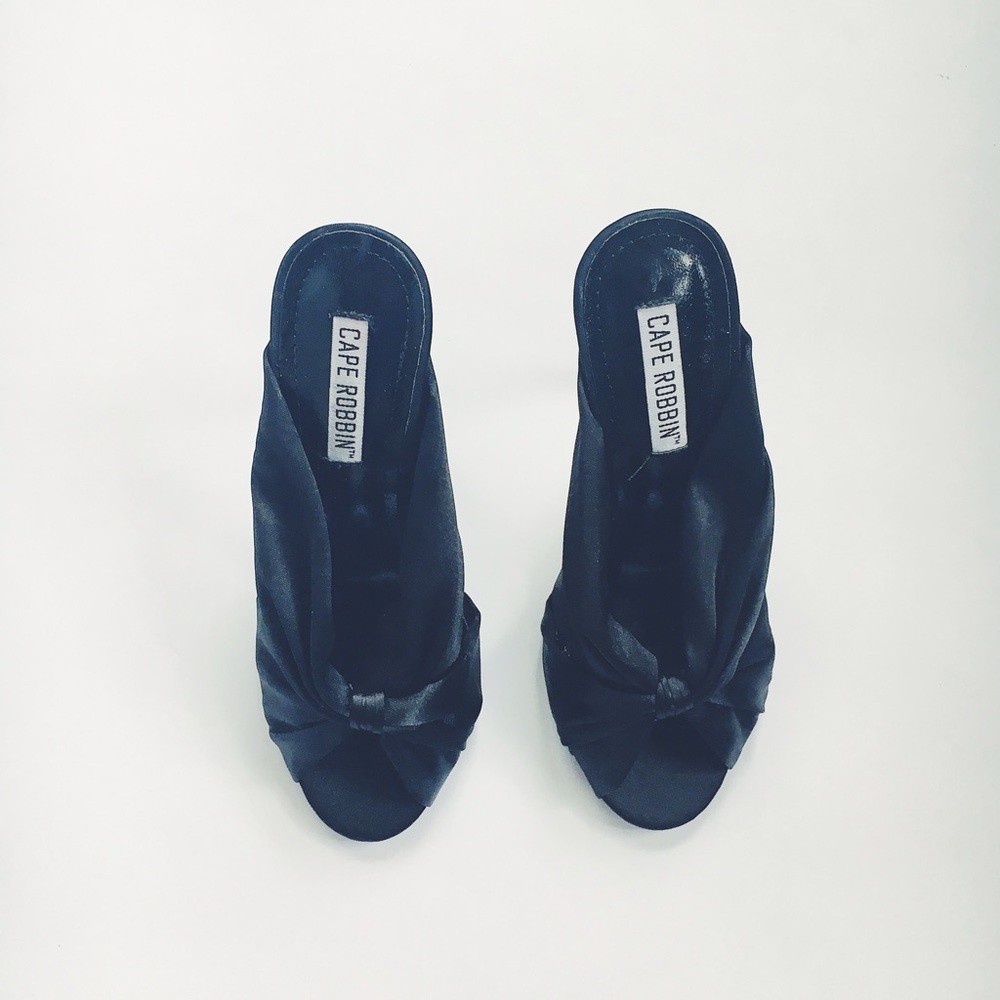 Final Sale Lesley Black Satin Bow Stiletto Mules - Picture 8 of 8