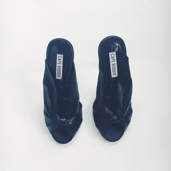 Final Sale Lesley Black Satin Bow Stiletto Mules - Picture 8 of 8